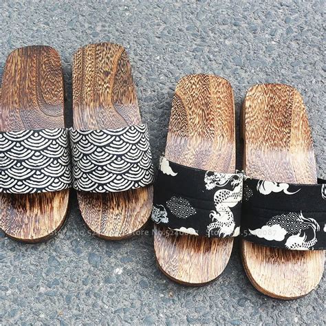 Men Kimono Geta Clogs Japanese Style Yukata Slippers Chinese Wooden