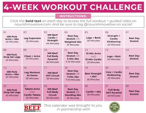 Free Monthly Workout Plan And Meal Plan Nourish Move Love