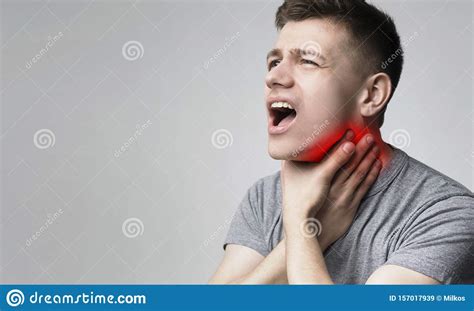 Sick Man Suffering From Sore Throat Lost His Voice Stock Image Image