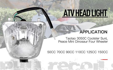 Hiaors Chinese Atv Quad Headlight Head Light Lamp Assembly For Taotao