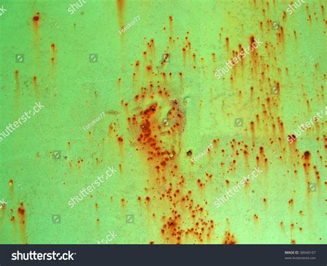 Texture Of An Rusty Metal Painted In Green Color Stock Photo 38948107