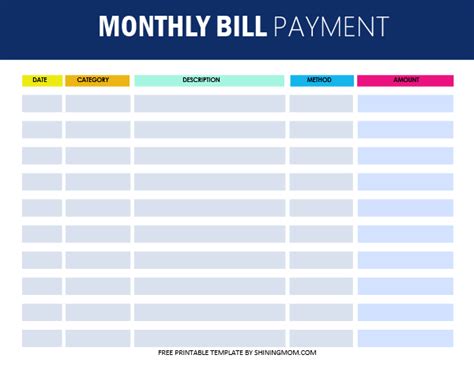 Free Bill Tracker Printables Be On Top Of Your Monthly Payment