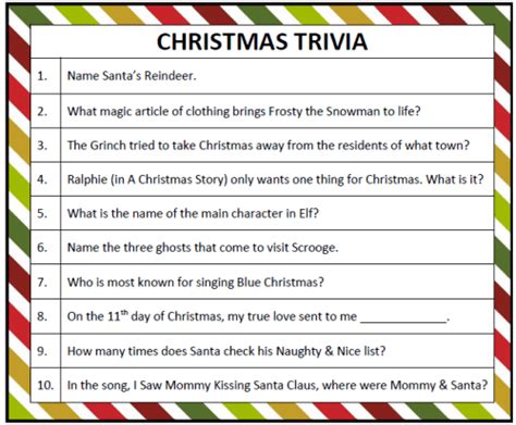Printable Christmas Trivia Game Moms And Munchkins