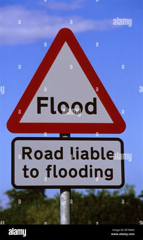 Road Warning Sign Liable Flooding Hi Res Stock Photography And Images