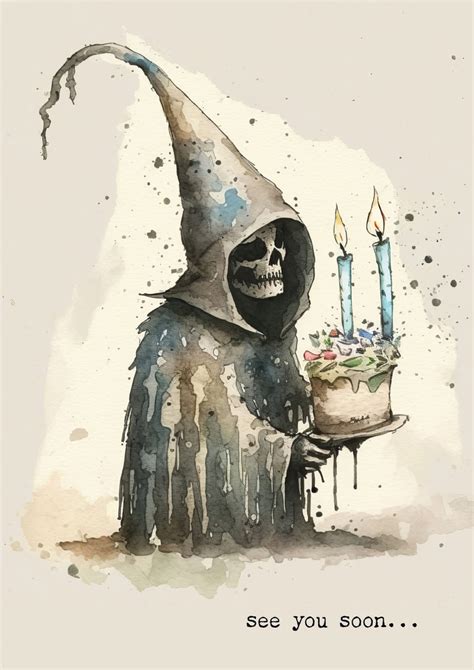 Printable Grim Reaper Birthday Card Printable Birthday Card Funny