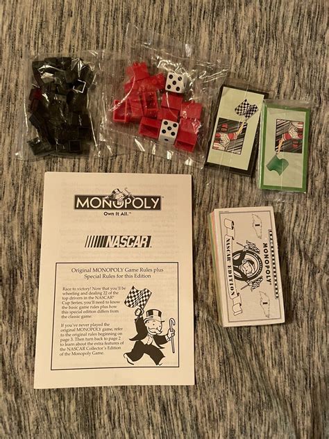 Nascar Monopoly Board Game Pieces Houses Motels Money Cards Parts Only Ebay