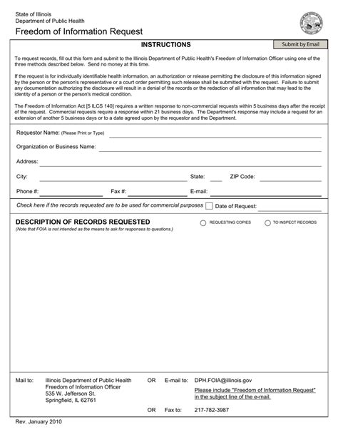 Freedom Of Information Act Request Template