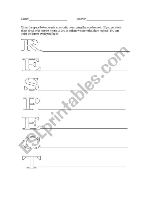 Respect Acrostic Poem Template C20