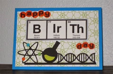 Science Chemistry Birthday Card Boron Iridium Thorium Happy