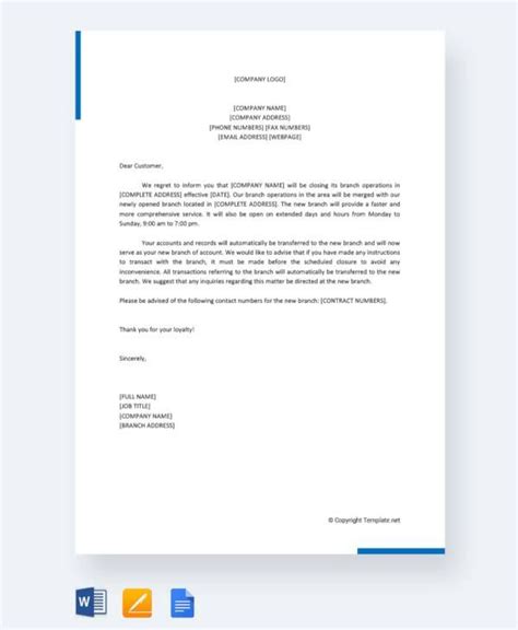 Free Sample Closing Business Letter Templates In Pdf Inside Account
