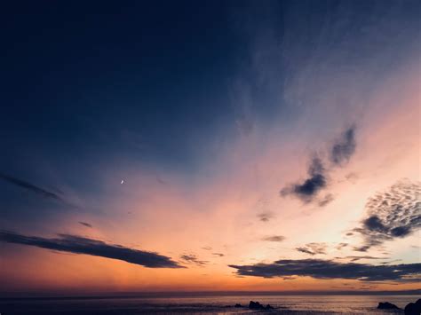 Free Images Cloud Afterglow Horizon Sunset Ocean Daytime Blue