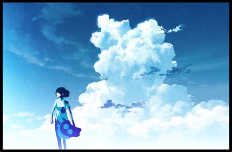 Wallpaper Sunlight Anime Girls Sky Clouds Blue Horizon Cloud