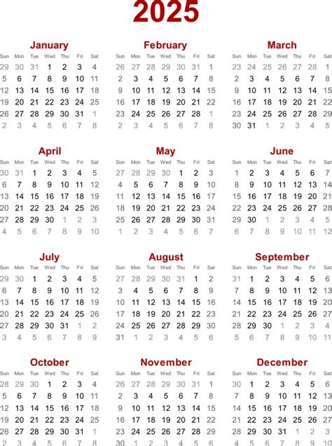 2025 Calendar Openclipart