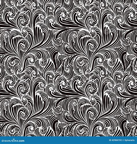 Monochrome Floral Seamless Pattern Stock Vector Illustration Of