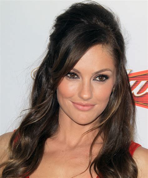 Minka Kelly Long Curly Casual Half Up Hairstyle With Side Swept Bangs