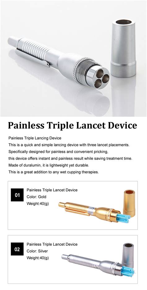 Painless Acupuncture 3 Pin Lancets Device Stainless Steel Triple