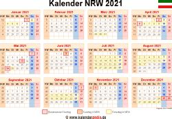 Die termine für die osterferien, sommerferien, herbstferien und schulferien in nrw 2021: Kalender 2021 NRW: Ferien, Feiertage, PDF-Vorlagen