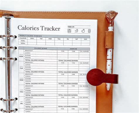 Calorie Tracker Printable Calories Journal Daily Weekly Etsy