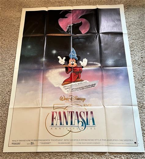 Fantasia R1990 Original Disney 50th Anniversary French Movie Poster