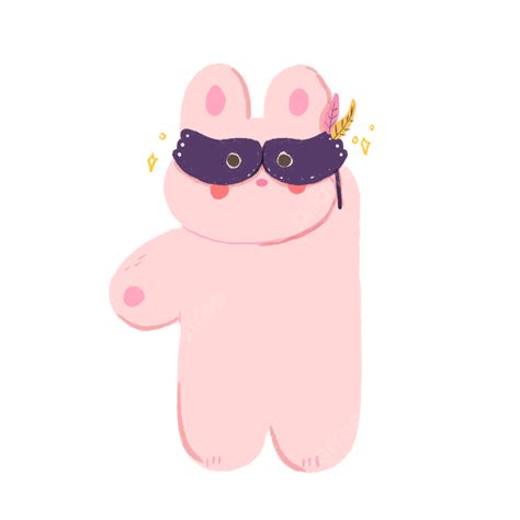 Carnival Mask Hd Transparent Cute Bunny Wearing Carnival Mask Stickers