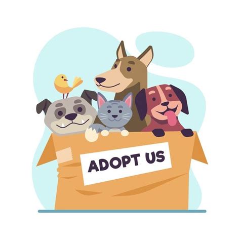 Adopt A Pet Concept Pet Adoption Dogs And Kids Cute Cartoon Animals