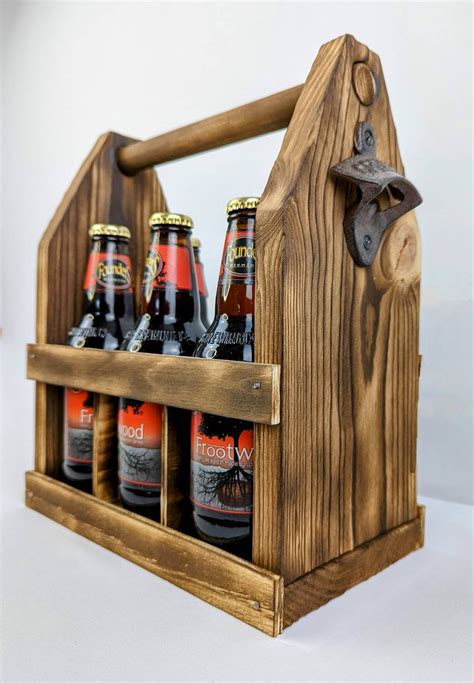 Wooden Six Pack Carrier Craft Beer Holder Bridal Party Etsy