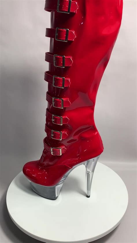 15 centimeters high heeled boots waterproof table thin heeled sexy band boots banquet stage