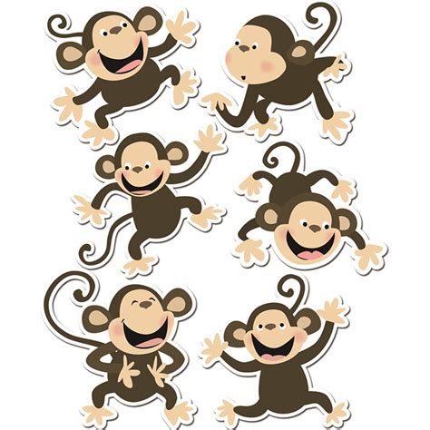 Monkeys Cut Outs Variety Pack 6 Designs 6 X 6 36 Per Pack