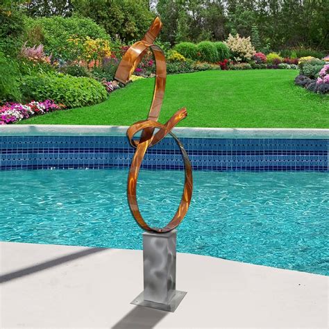 large modern metal garden sculpture copper yard art home garden decor jon allen ebay