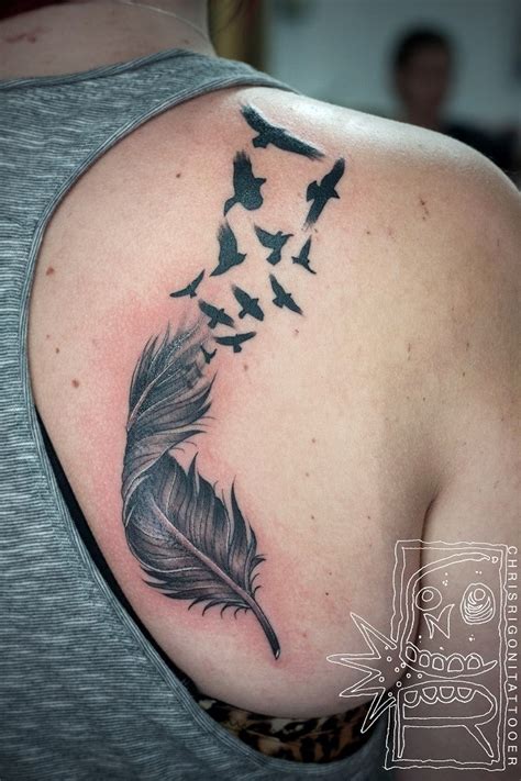 The design below is a combination of two different types of birds with each enhancing the overall outlook of the entire design. Feather/birds tattoo. LOVE. | Tattoo design options ...