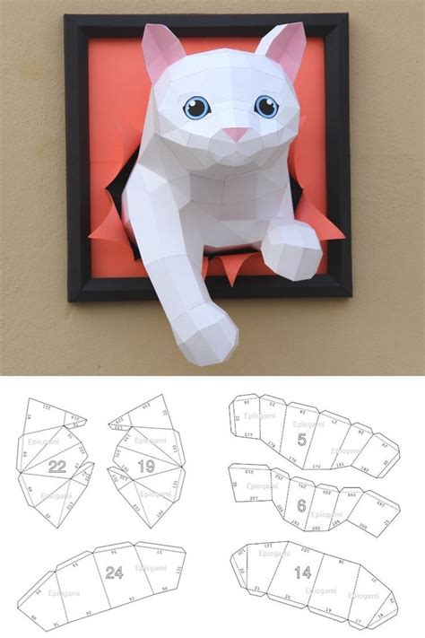 Buy Cat Papercraft Diy Papercraft Cat Model Templateorigami Online In