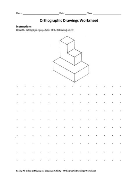 Orthographic Drawings Worksheet Instructions Pdf