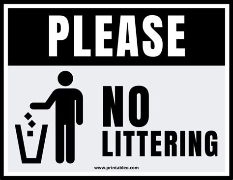 37 Printable No Litter Signs Printableocom