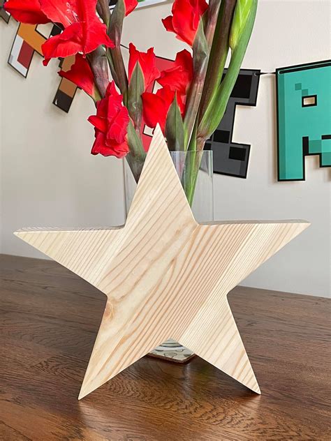 Handcrafted Wooden Star Mantlepiece Decoration Solid Wood Etsy