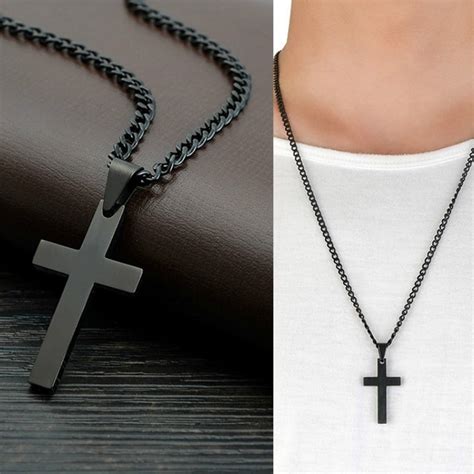Yesbay Stainless Steel Cross Pendant Men Women Chain Necklace Religious Jewelry Gift Necklace