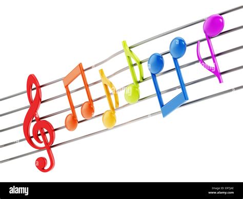 Multi Colored Music Notes Isolated On White Background Stock Photo