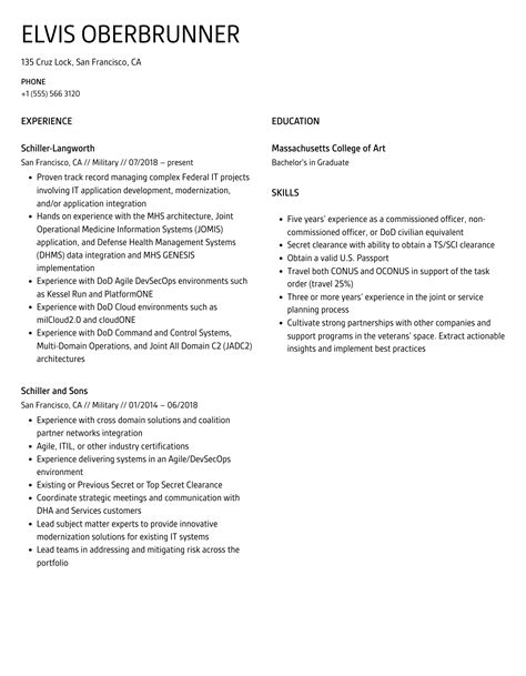 Military Resume Samples Velvet Jobs