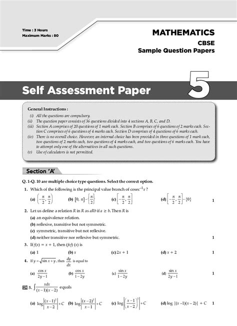 Ask questions about your assignment. Download Oswaal CBSE Class 12 Mathematics Sample Paper-5 ...