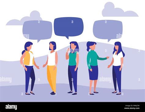 Group Of Women Talking Characters Vector Illustration Design Stock