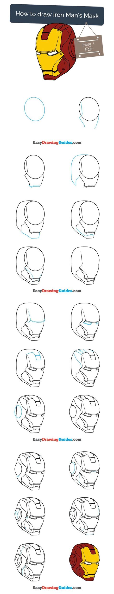 To the lower body all a bit easier. Learn How to Draw the Ironman's Mask: Easy Step-by-Step ...