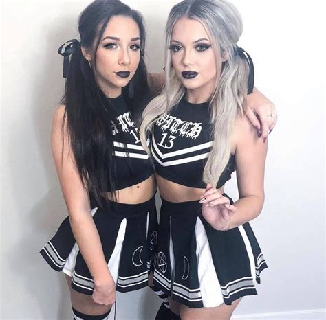 Kris And Jiji Always Twinning 🖤 We Went As Goth Cheerleader Witches Cheerleader Costume