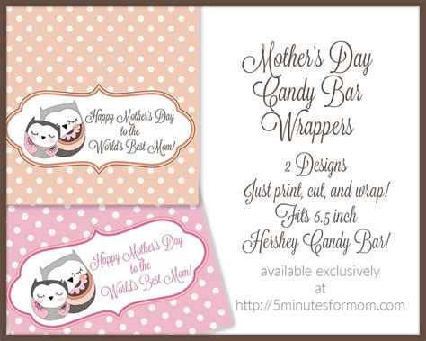 180 mini candy bar labels or printable adhesive wrappers, 2.5 x 1.56 inches, white. Mother's Day Candy Bar Wrapper Free Printable | Candy bar ...