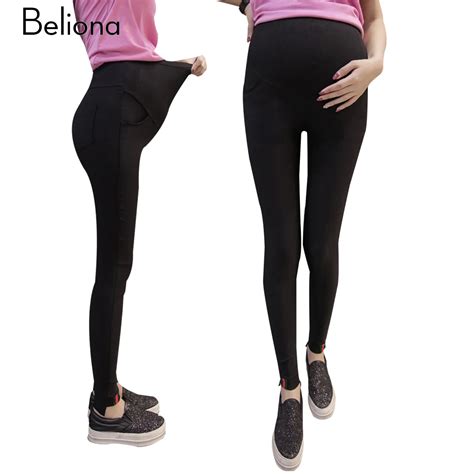 Thin Slim Maternity Leggings Black White Pregnancy Pants Summer