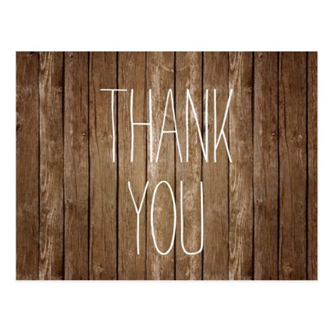 Rustic Wood Thank You Post Card Zazzle