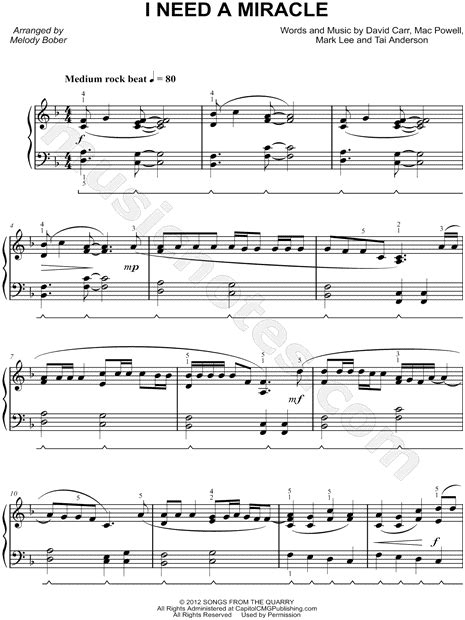 Third Day I Need A Miracle Sheet Music Piano Solo In F Major