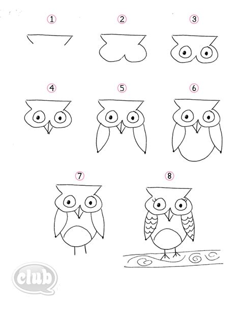 Draw Doodle Owl Colouring Pages