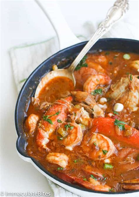 The gumbo roux is cooked to a golden nutty brown and okra adds body to this seafood chicken and sausage gumbo. Chicken Shrimp and Sausage Gumbo - Immaculate Bites