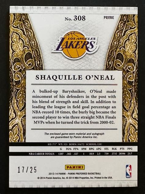2013 Panini Preferred Crown Royale Silhouettes Shaquille Oneal 1725