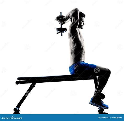 Man Exercising Fitness Weights Bench Press Stock Image Image Of