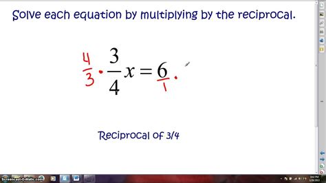 Solving Equations By Multiplying By The Reciprocal Youtube